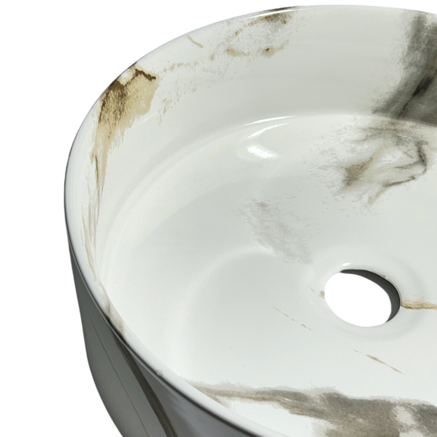 כיור מונח חרס עגול לבן MARBLE