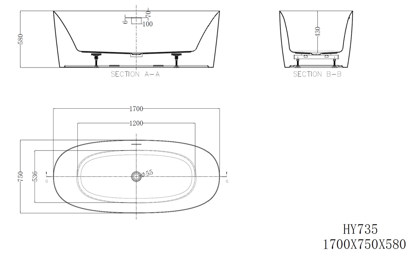 אמבטיה מונחת FREESTANDING סגנון מודרני דגם ואין WINE מבית FALCONS צבע לבן מט ואפור מט