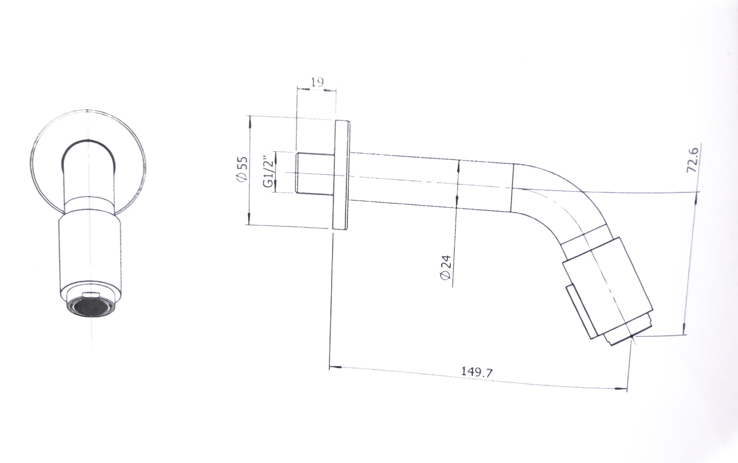 ברז מים קרים מהקיר נירוסטה מוברש דגם לוטוס מודרני PR