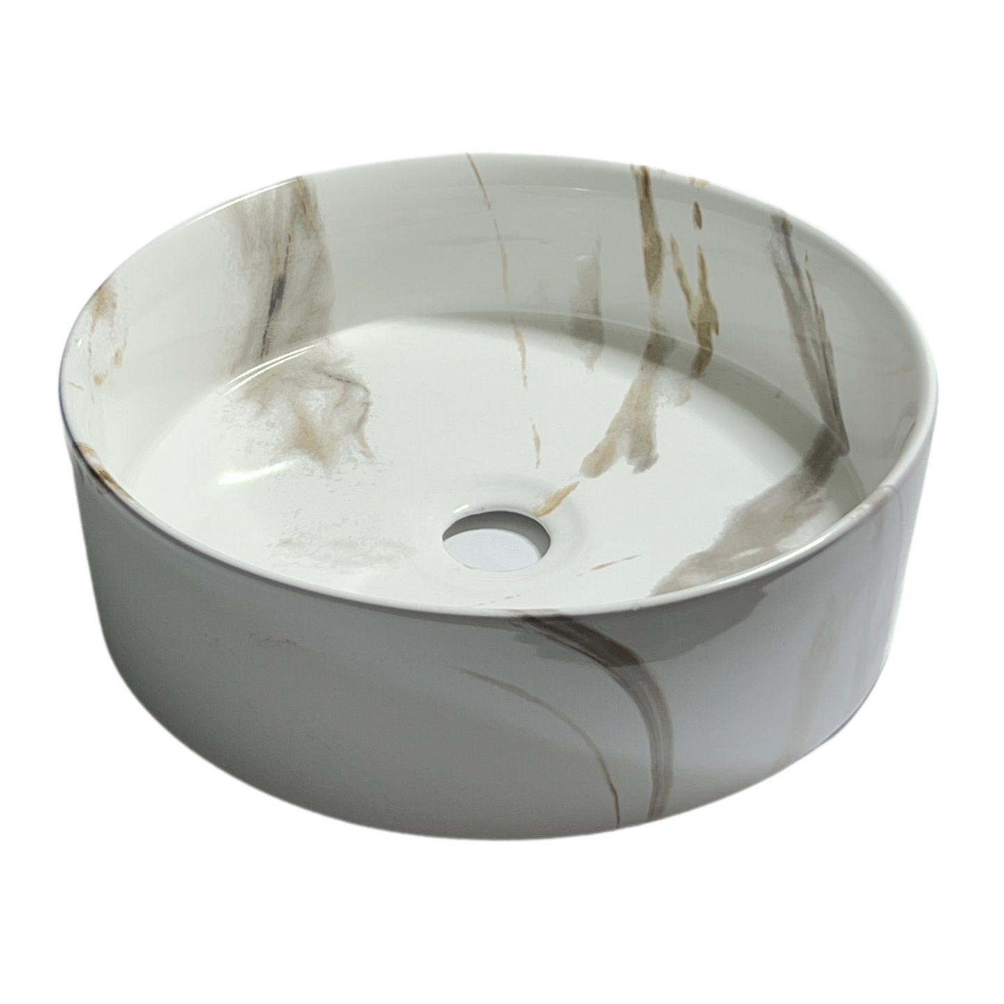 כיור מונח חרס עגול לבן MARBLE