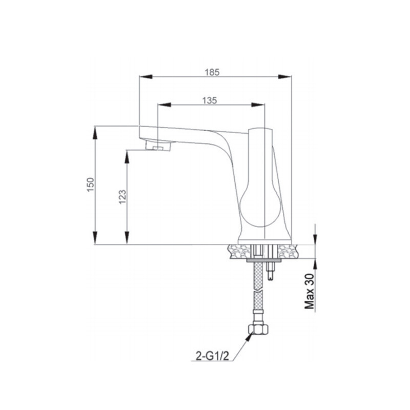 ברז פרח מפותל לכיור רחצה ניקל מבריק WAS