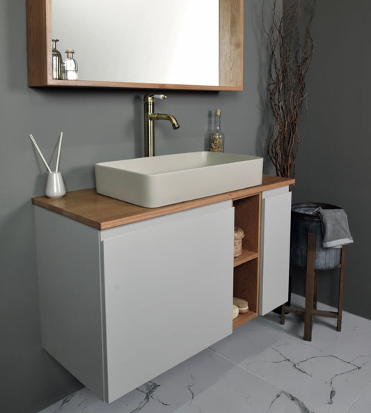 ארון אמבטיה תלוי מודרני בשילוב עץ דגם מורן MORAN