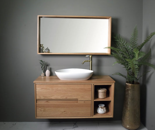 ארון אמבטיה תלוי עץ מלא דגם סביון SAVION