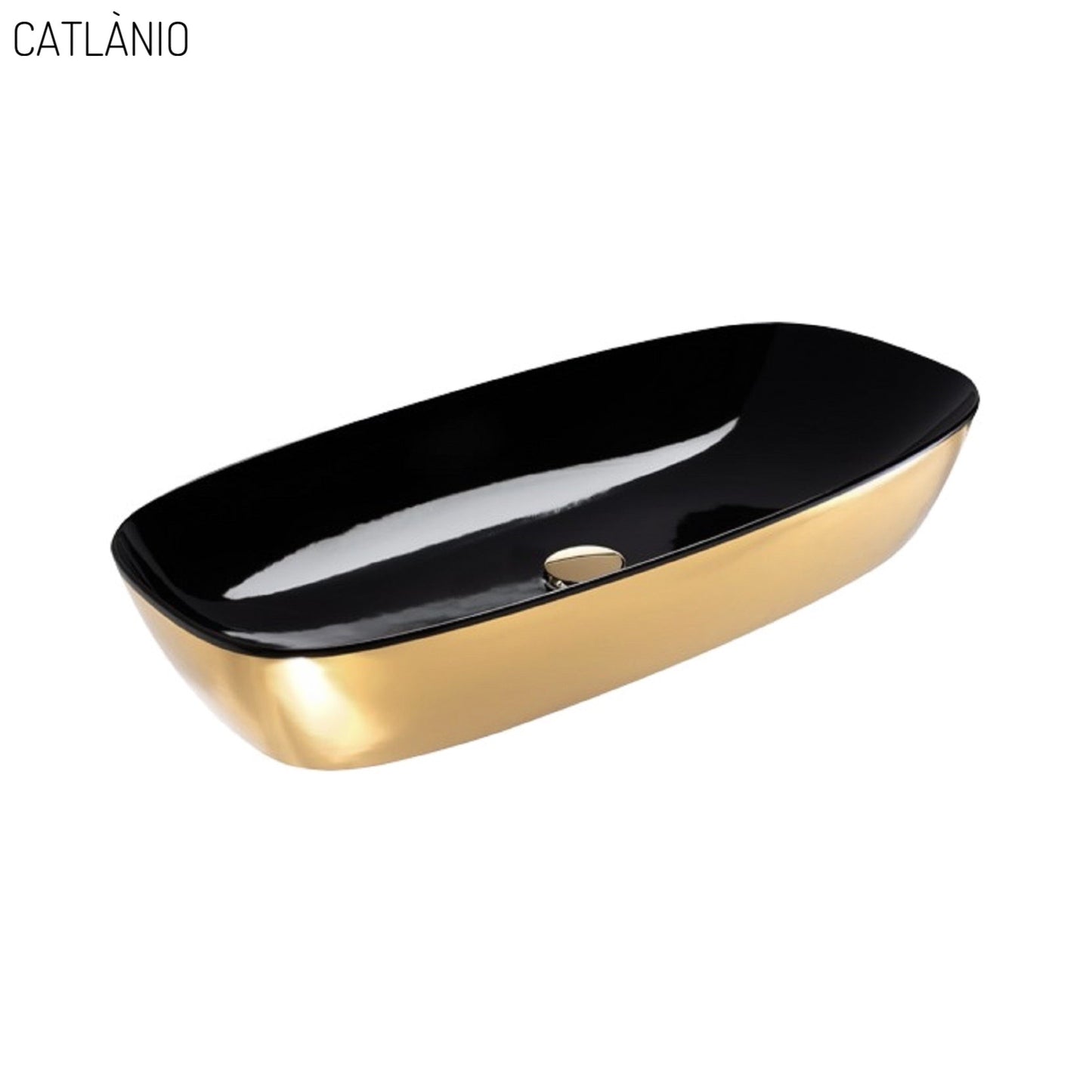 כיור מונח חרס יוקרתי שחור וזהב מט מבית CATLÀNIO