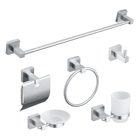 סט אביזרי אמבטיה שלם נירוסטה מוברש מרובע