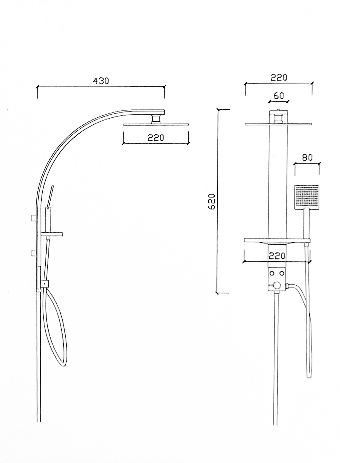מוט פינוק ניקל קצר אלומניום מרובע SD