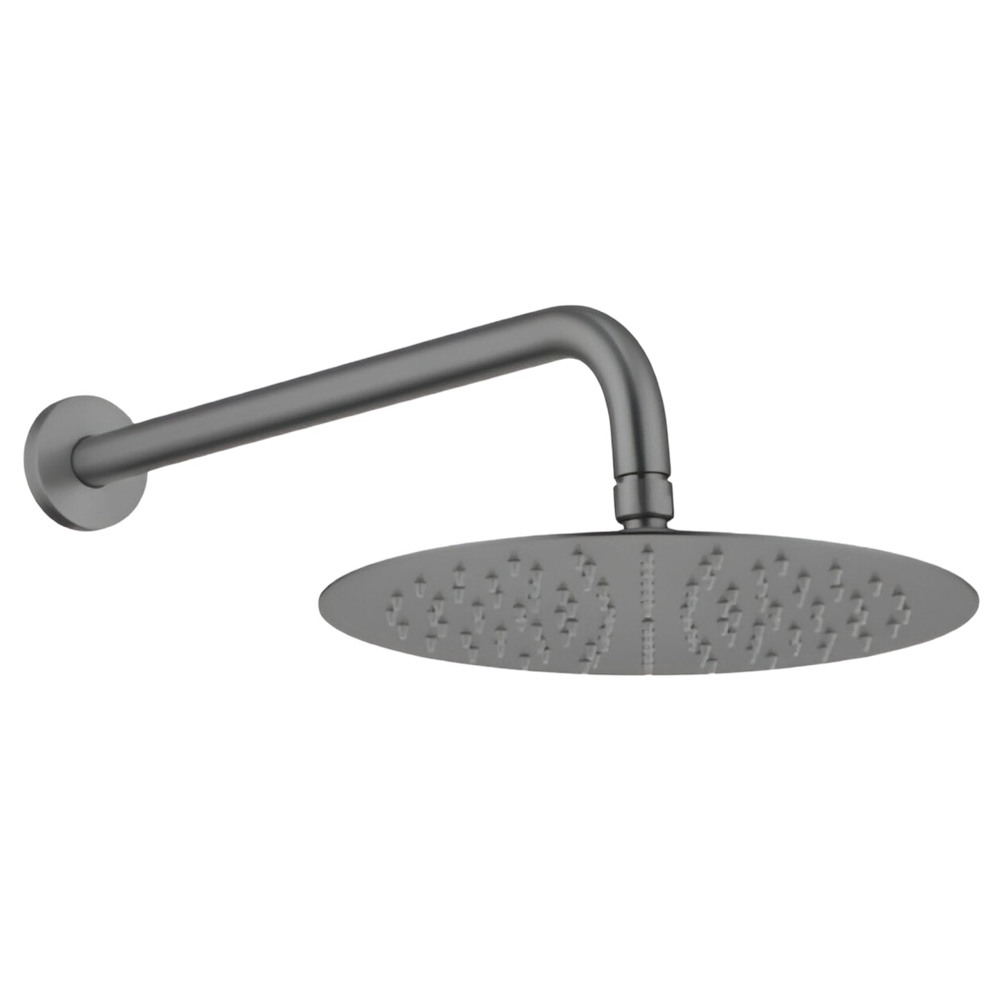 סט ראש מקלחת אפור גרפיט מוברש + זרוע עגולה אורך 40 ס"מ ציפוי PVD