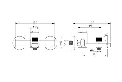 ברז סוללה לאמבטיה שחור מט דגם מונקו אירופה MONACO