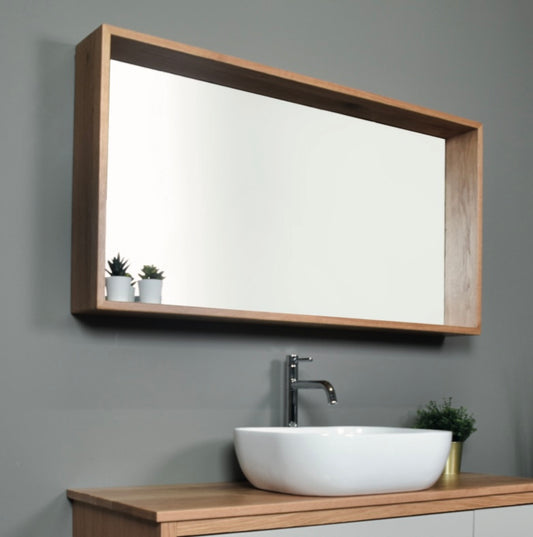 מראה מלבנית לתליה עם מסגרת עץ מלא מבחר גדלים