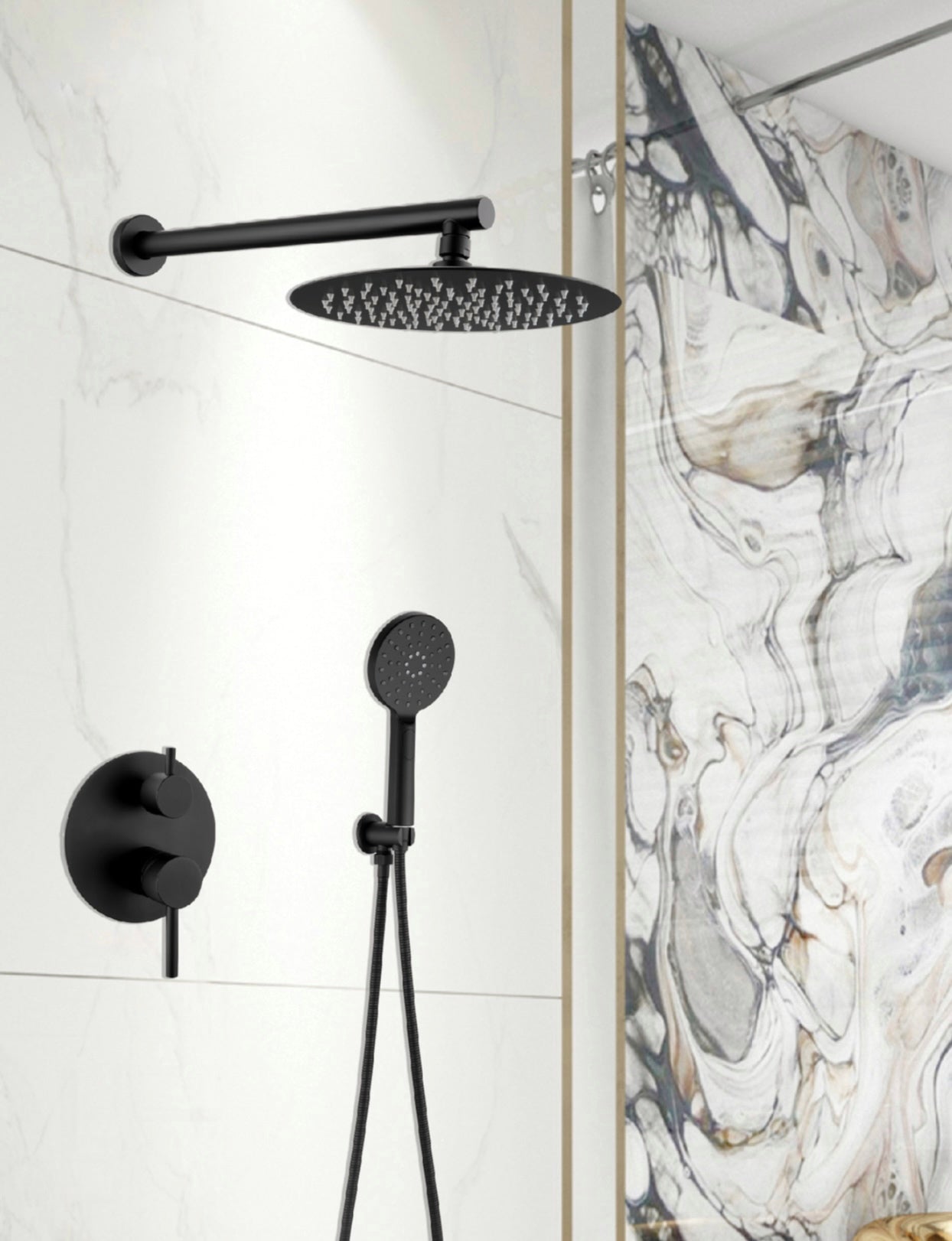 סט רחצה שחור מט עגול קומפלט CLS