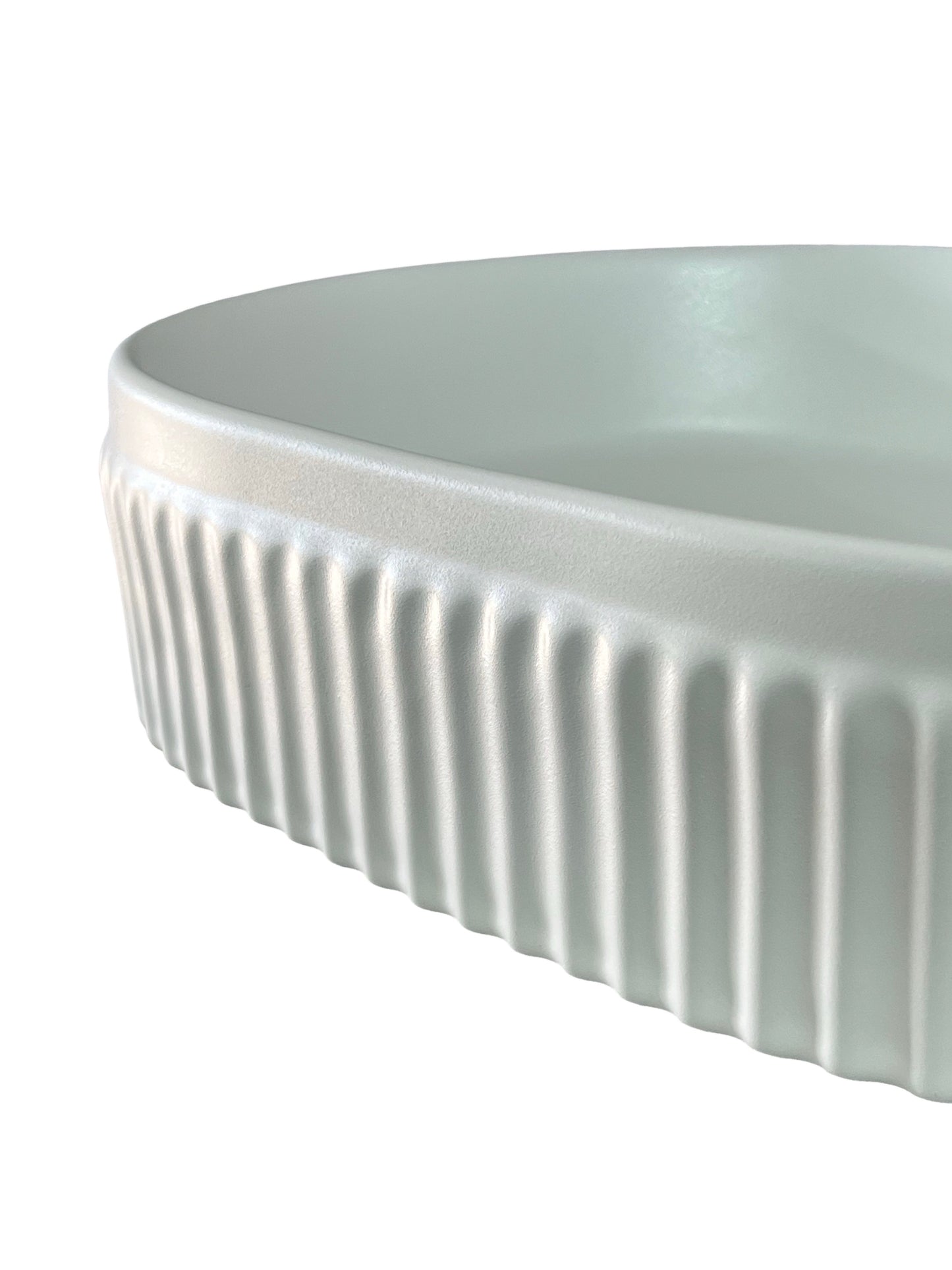 כיור מונח חרס אובלי מחורץ לבן מט LUSSO