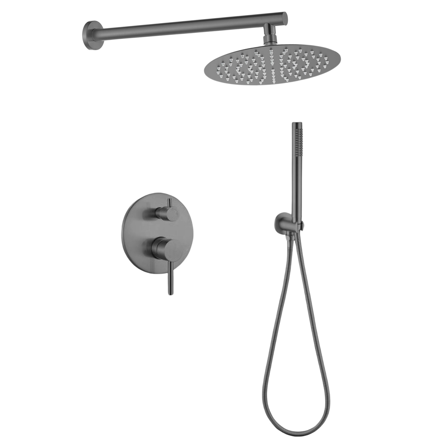 סט רחצה עגול אפור גרפיט מוברש קומפלט + אינטרפוץ ציפוי PVD