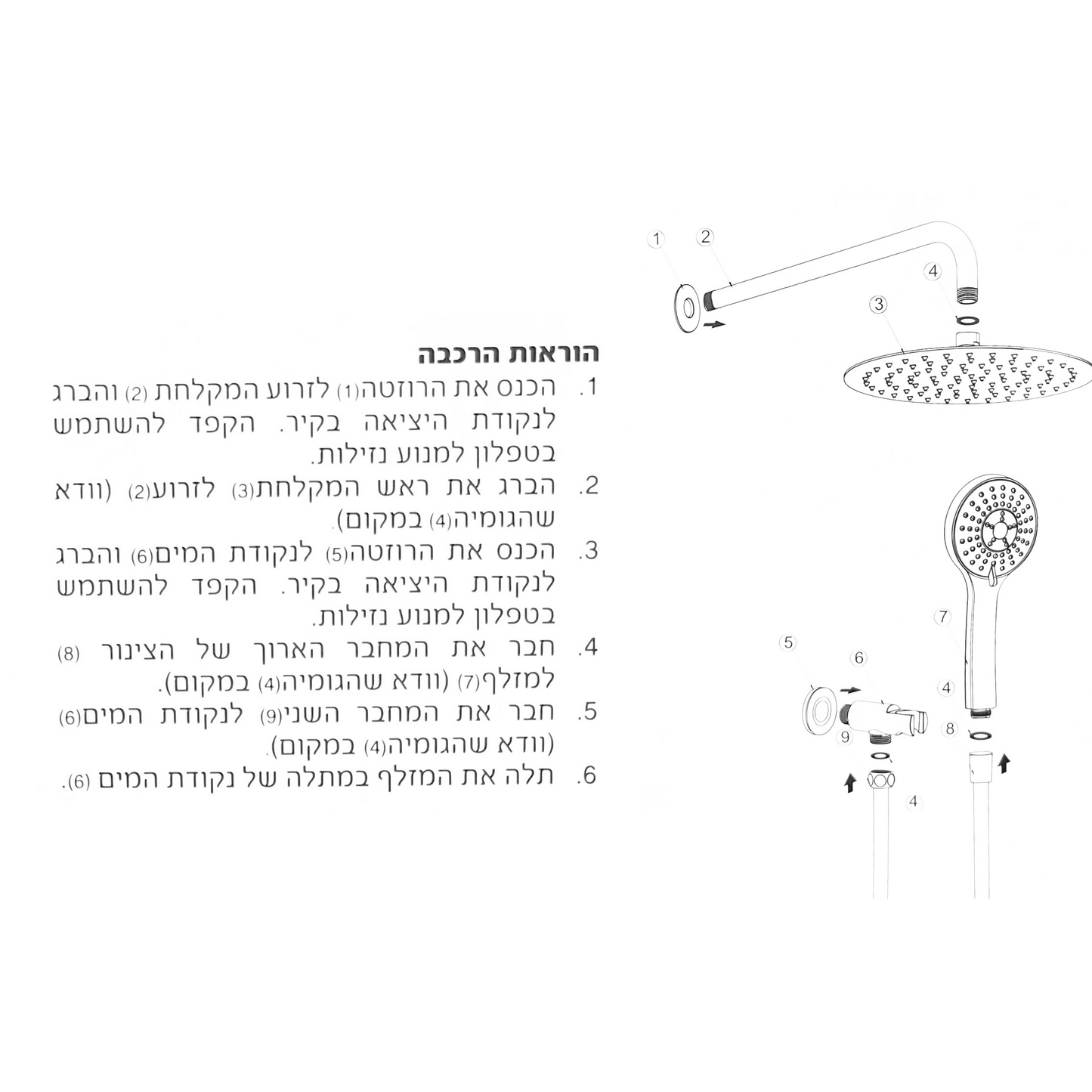 סט מקלחת וולקנו עגול ניקל מבריק MATINA
