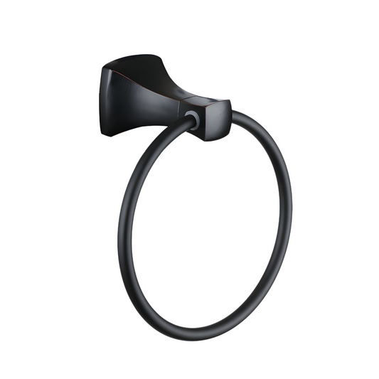 מתלה מגבת טבעת שחור מט בשילוב פסי ברוזנה סדרת RETRO