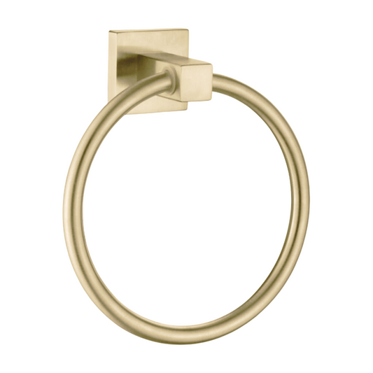מתלה מגבות טבעת זהב מוברש מרובע ציפוי PVD