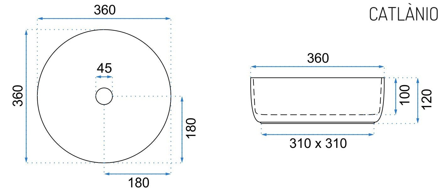 כיור מונח חרס עגול 36 ס״מ צבע אבן מט מבית SMA