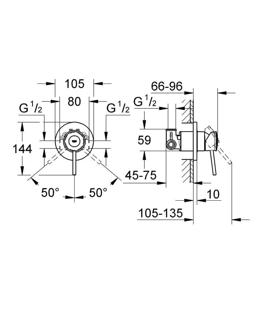 אינטרפוץ 3 דרך גרואה קומפלט 29048000 BAU CLASSIC כרום GROHE