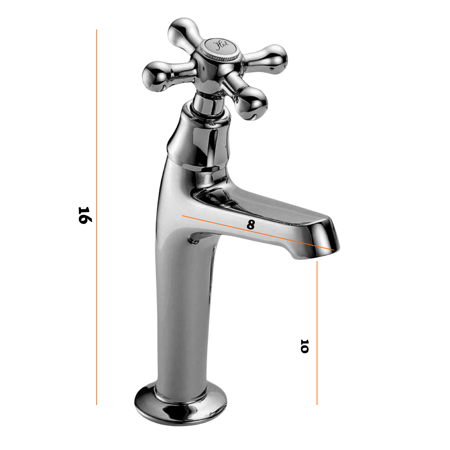 ברז פרח מים קרים ידית קלאסית ניקל מבריק