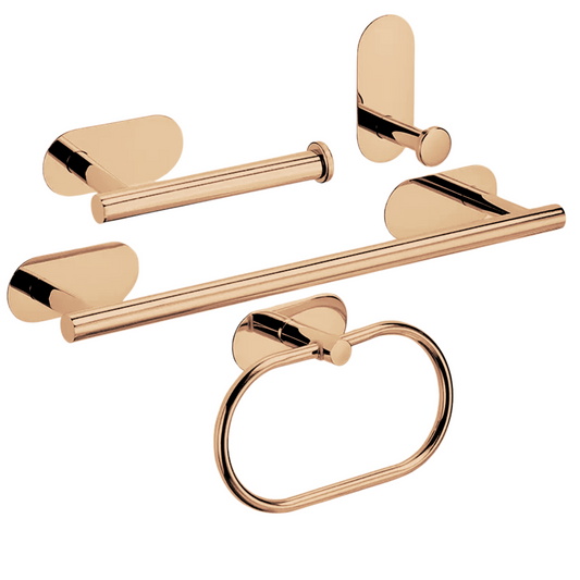 סט אביזרי אמבטיה הדבקה רוז גולד מבריק עדין