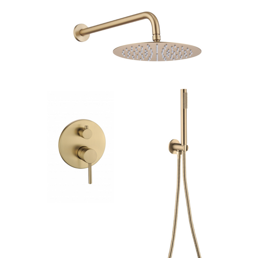 סט רחצה עגול זהב מוברש קומפלט + אינטרפוץ ציפוי PVD