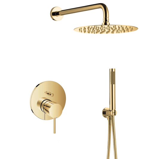 סט רחצה עגול זהב מבריק קומפלט + אינטרפוץ