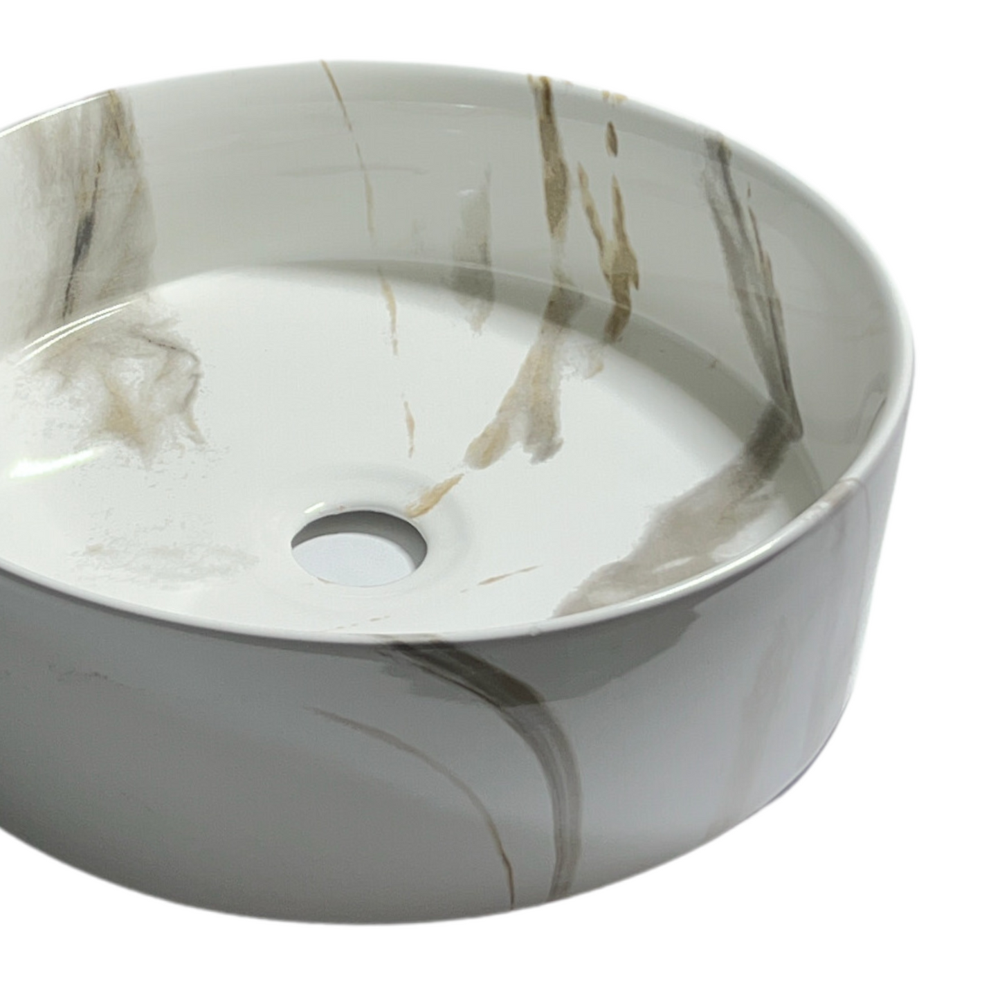 כיור מונח חרס עגול לבן MARBLE