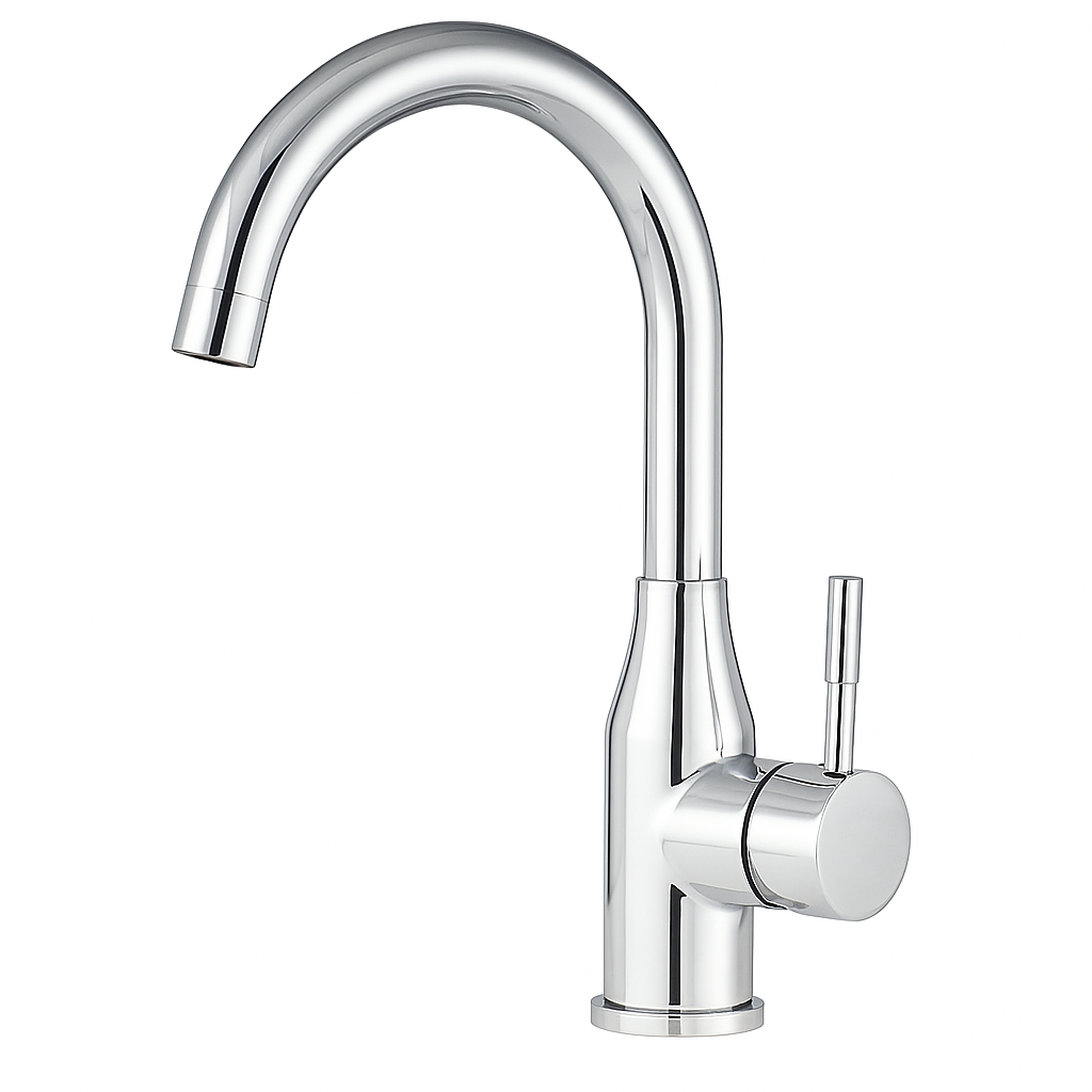 ברז פרח ניצב פיה קשתית לכיור רחצה ניקל מבריק מבית TOP