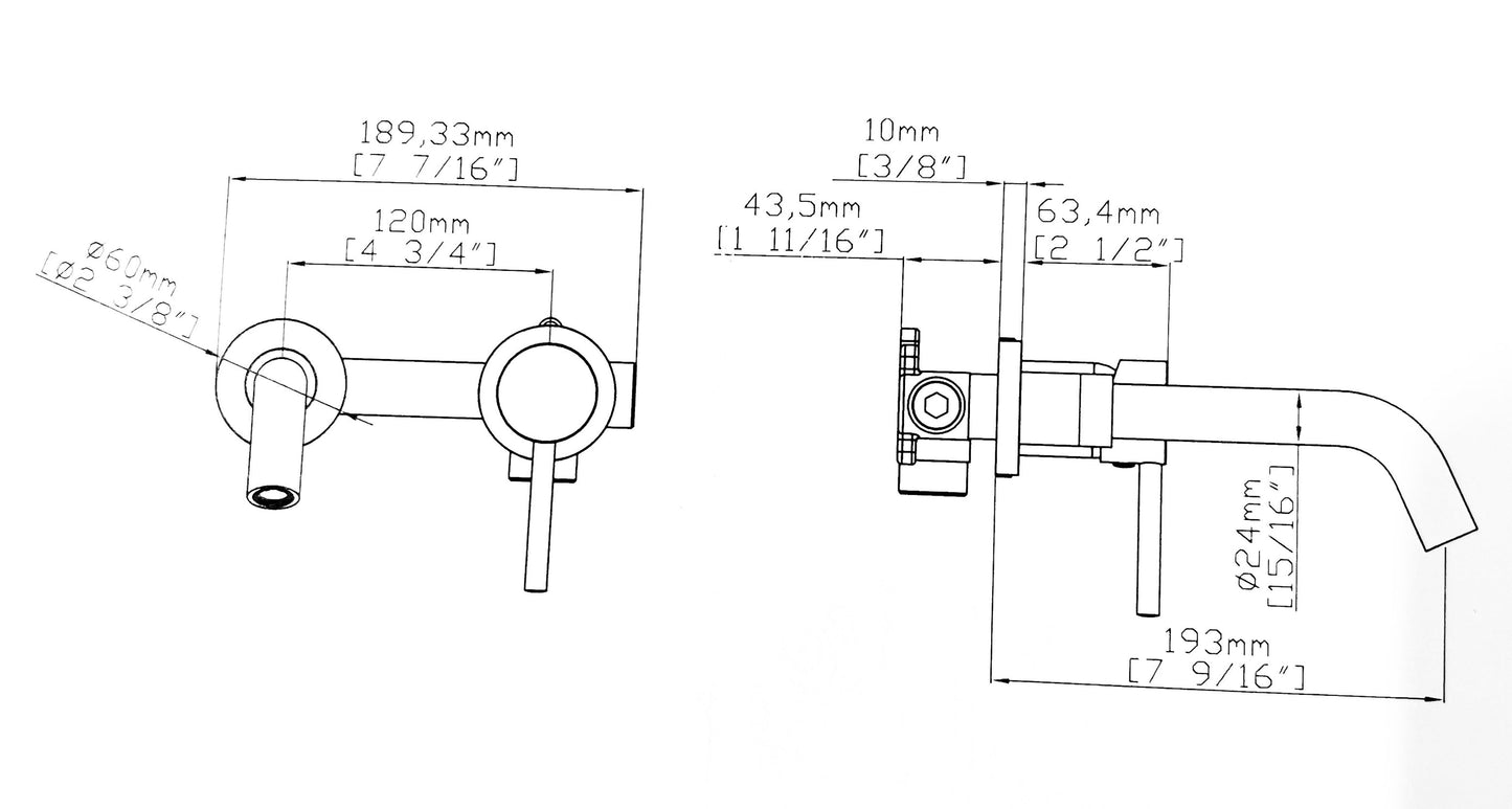 ברז קיר לכיור רחצה קומפלט ברונזה צהובה ענתיק RETRO
