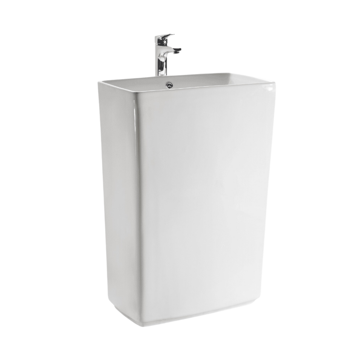 כיור אמבטיה חרס מלבני עומד לבן מבריק