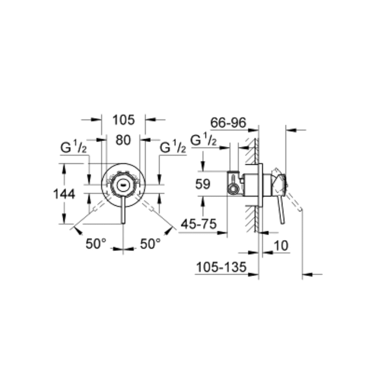 אינטרפוץ 3 דרך גרואה קומפלט 29048000 BAU CLASSIC זהב מט GROHE