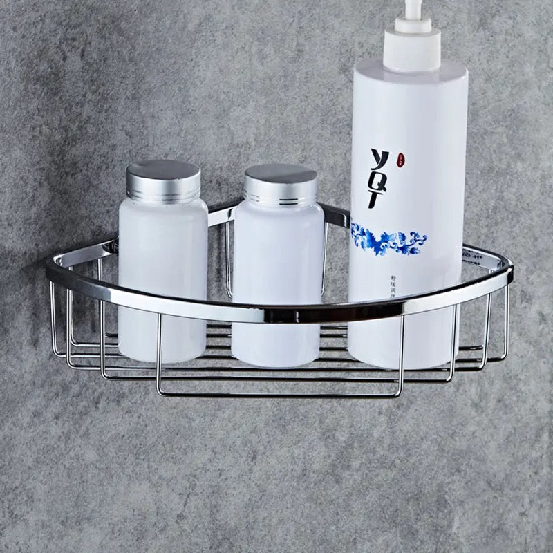 מדף פינתי חד קומתי צבע ניקל מבריק