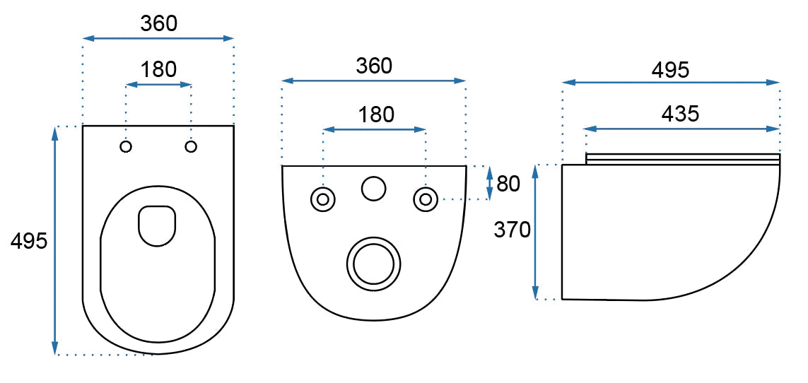 אסלה תלויה עגולה שחור מט MATINA
