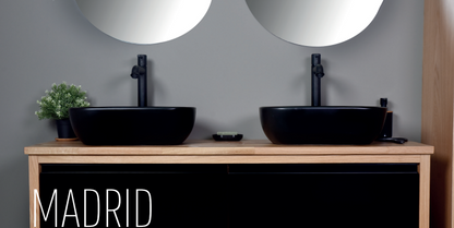 ארון אמבטיה יוקרתי תלוי בשילוב עץ דגם מדריד MADRID