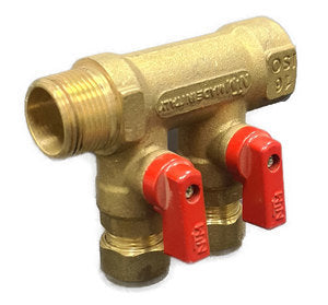 מחלק פקס עם ברז אדום 2 יציאות