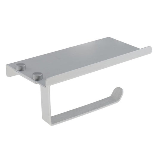 מתלה נייר טואלט עם מדף למגבונים|נייד אפור בטון מט