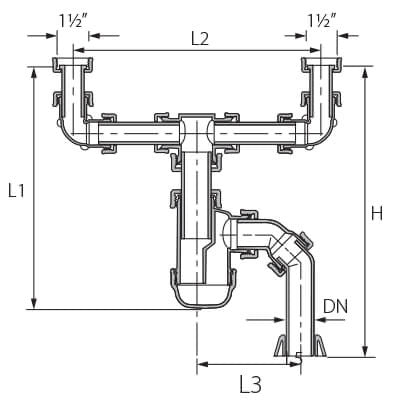 מחסום (סיפון) “2 כפול לכיור אמריקאי עם כניסה למדיח (5)