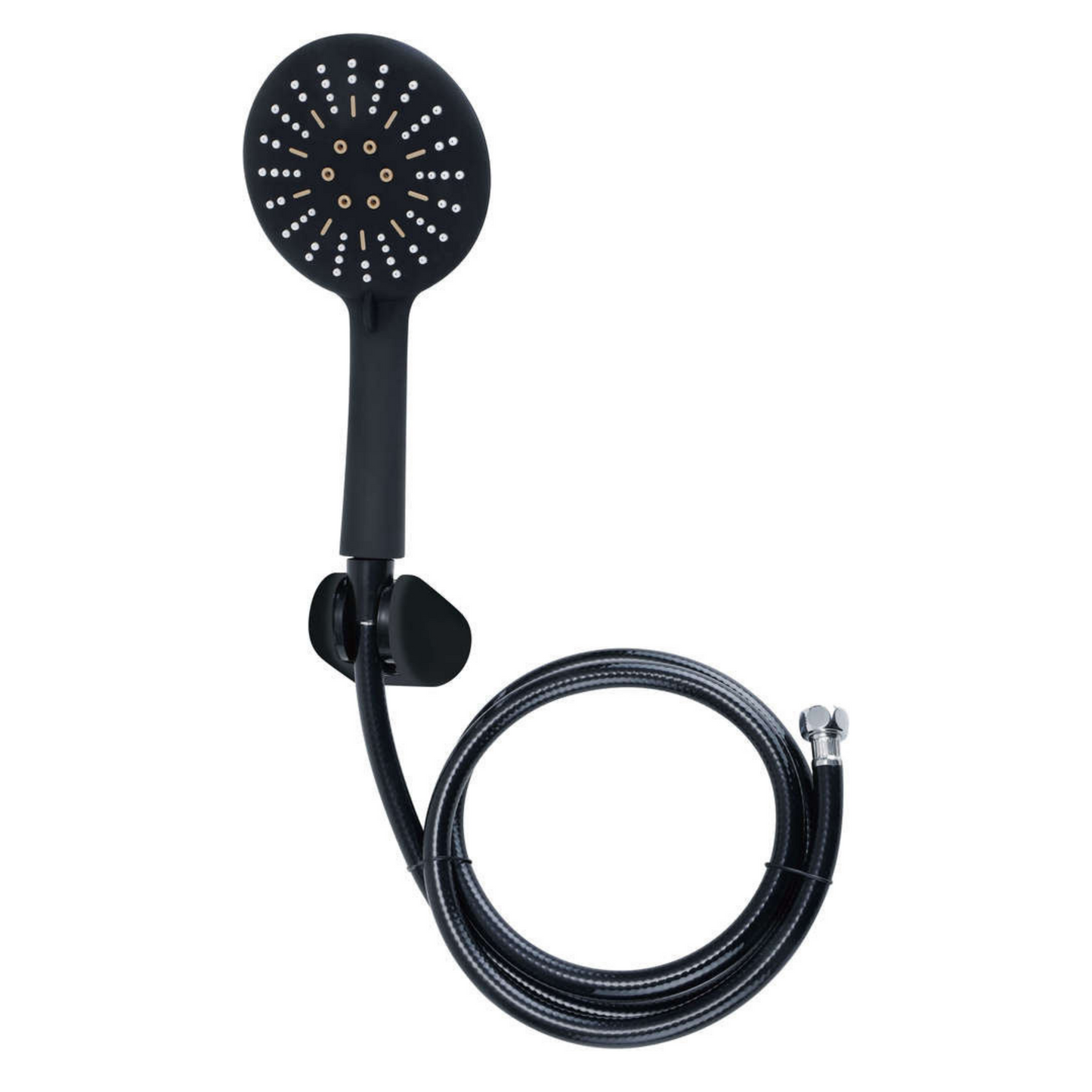 מזלף 3 מצבים עגול שחור מט + מתלה + צינור פי.וי.סי דגםרומא SD