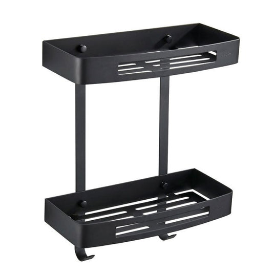 מדף מקלחת כפול שחור מט מלבני מקצועי