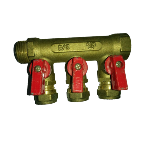 מחלק פקס עם ברז אדום 3 יציאות