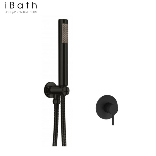 סט רחצה 3 דרך קומפלט שחור מט ידית עגולה