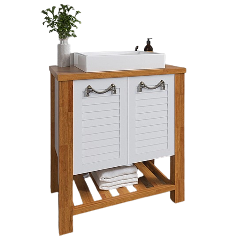 ארון אמבטיה עומד עץ מלא