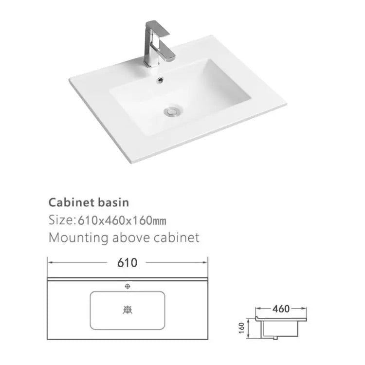 כיור שטוח לארונות אמבטיה 60 ס״מ