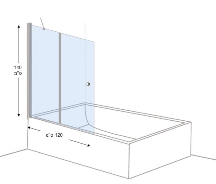 אמבטיון דופן קבועה ודלת חוץ-פנים חלבי ניקל מבריק משקפיים