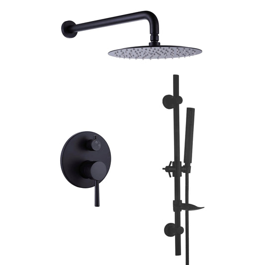 סט רחצה קומפלט שחור מט עגול 4 דרך