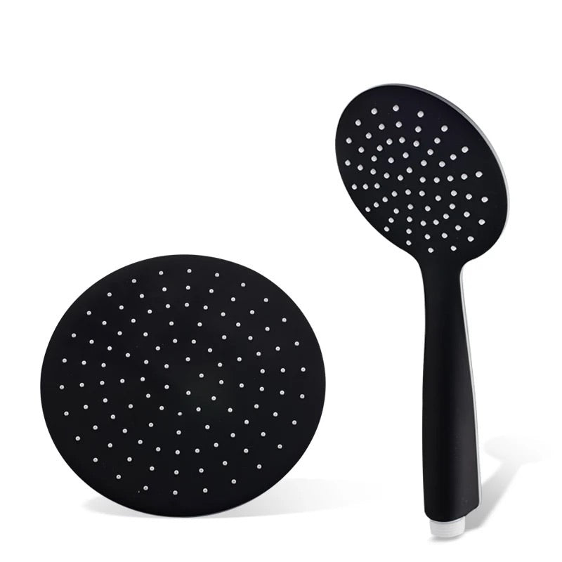 ראש מקלחת שחור + ידית