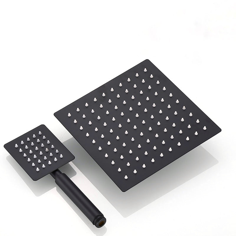 סט ראש+ מזלף מרובע צבע שחור מט 20 ס״מ AG