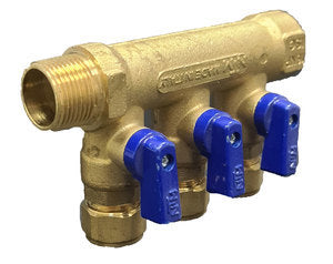 מחלק פקס עם ברז כחול 3 יציאות