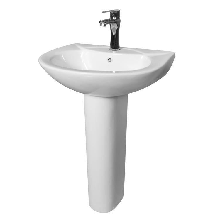 כיור חרס תלוי + רגל לבן מבריק