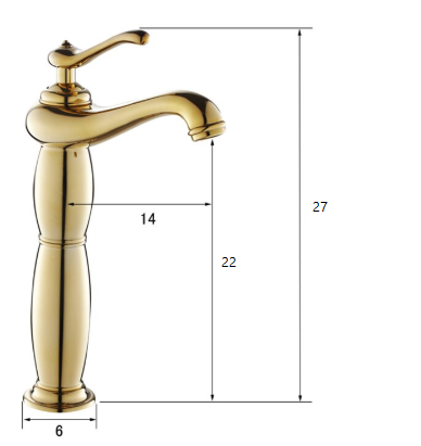 ברז פרח גבוה זהב מבריק דגם באר AG