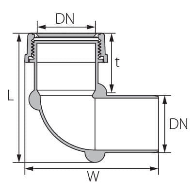 ברך 90° צד אחד חלק